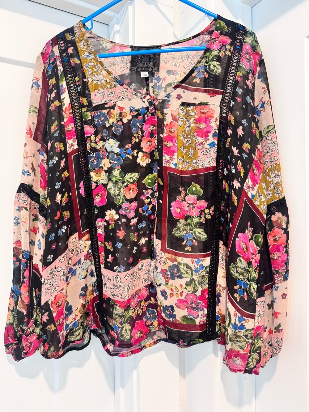Johnny Was Jade Roswell Pieced Blouse - Picture 3 of 10
